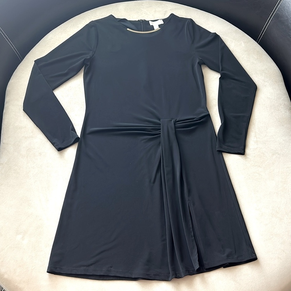 EUC Michael Kors Black Faux Wrap Dress M - Sleek & Sophisticated